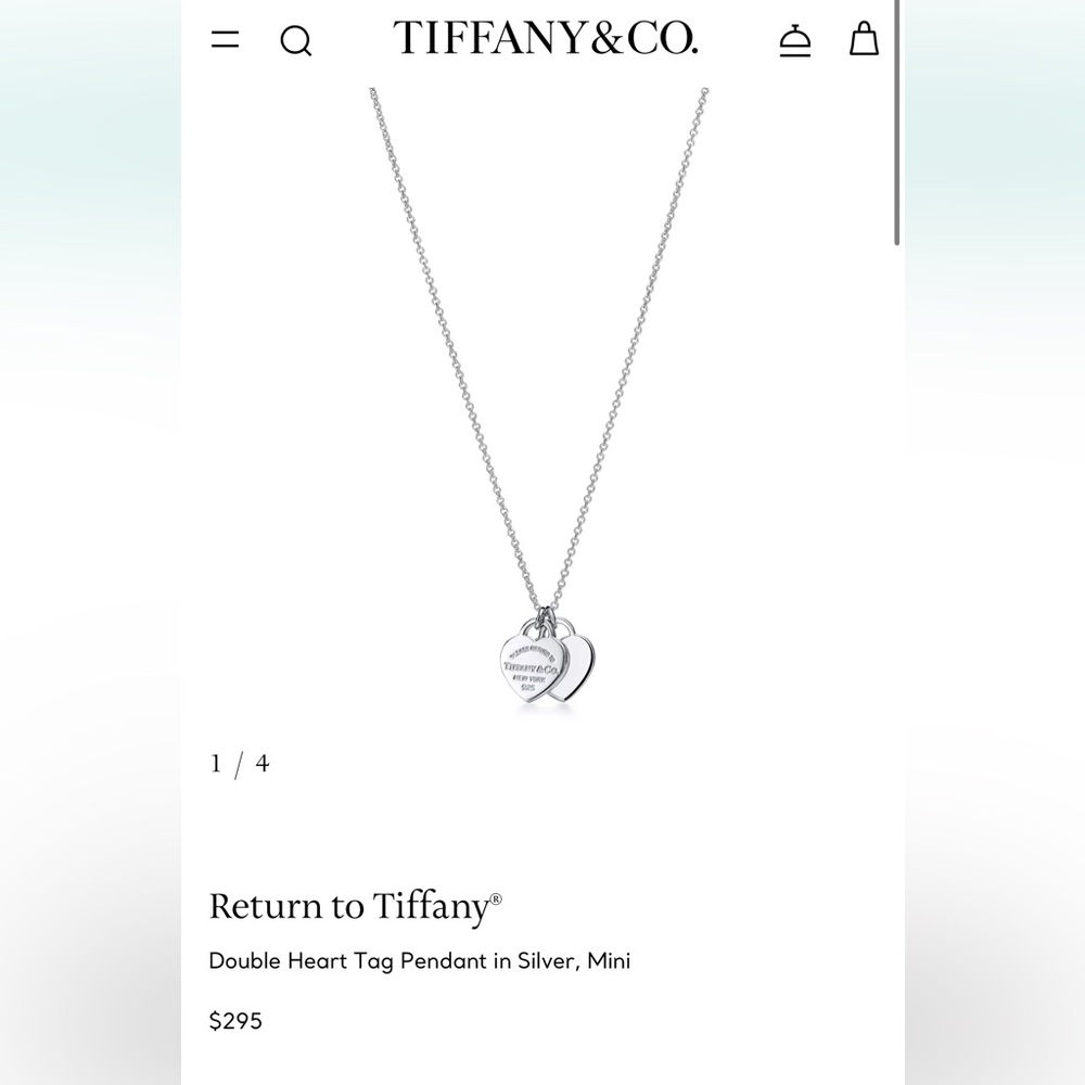 Pre-loved return to Tiffany double mini heart, pendant sterling silver.